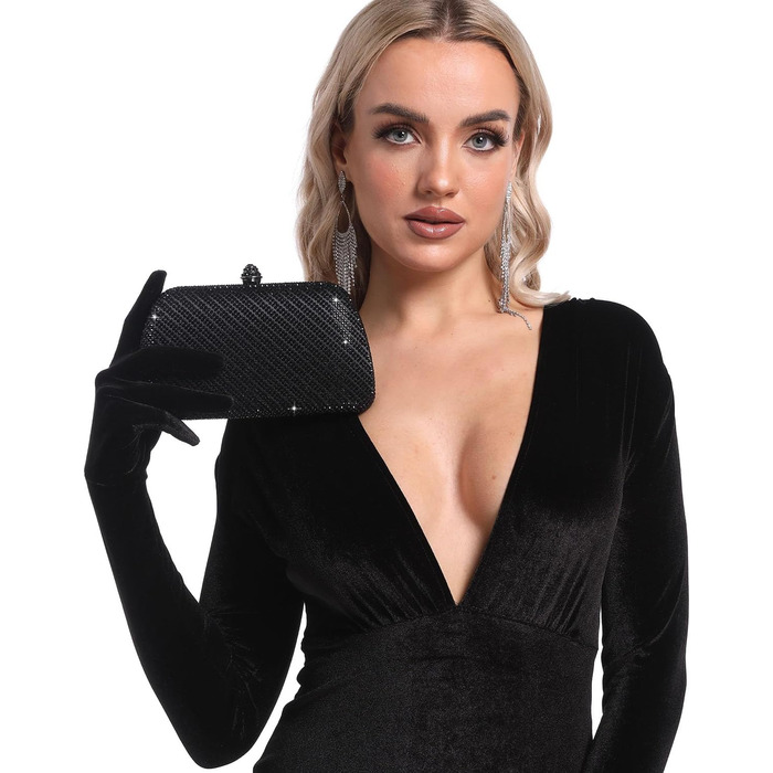 Елегантний міні-клатч FGG з кристалами для жінок, ідеальний для особливих подій, вечірок та весіль. Чорний колір, універсальний розмір.