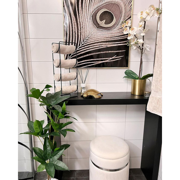 Пуф Beliani з місцем для зберігання, круглий оксамитовий, білий, комплект з 2 предметів, пуф Glamour Camdenton