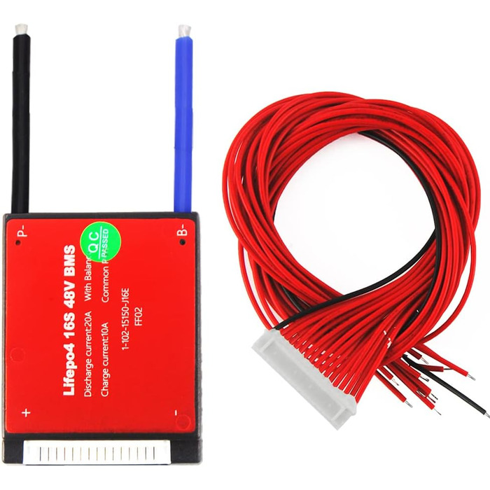 Літієва батарея, плата захисту BMS з балансиром, 16S 48V 20A LiFePO4