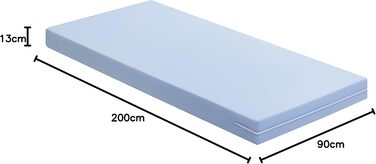 Матрац Sleepling 90x200 Basic 20, комфортний пінопластовий матрац, згортається в рулон, рівень жорсткості 2, виготовлено в ЄС, можна прати при 40 градусах, стандарт Oeko-Tex 100 90 x 200 см - h2