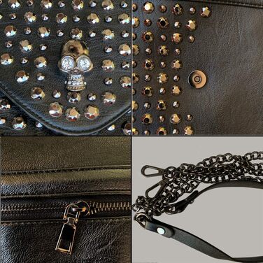 Чорна сумка-клатч Chikencall у готичному стилі з черепом та ланцюжком вінтажна шкіряна сумка через плече для жінок та чоловіків