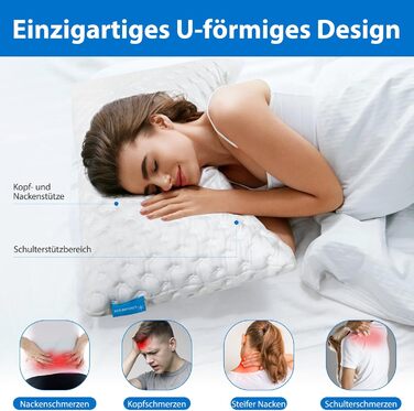 Охолоджувальна подушка для сну на боці SKYNY для підтримки шиї та плечей подушка з подрібненого пінного матеріалу з ефектом пам&39яті, ортопедична подушка для сну з регульованою висотою та чохлом, який можна прати, 5072 см