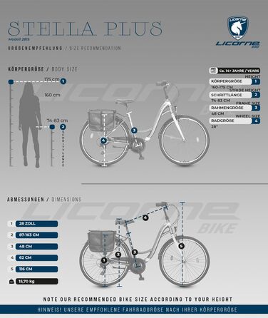 Велосипед Licorne Bike Stella Plus Premium City з алюмінієвими колесами 26 та 28 дюймів для дівчаток, хлопчиків, чоловіків та жінок - 21 швидкість - відповідає голландському стандарту StVZO, золотий колір, 28 дюймів