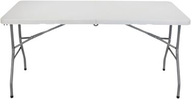 Стіл для кейтерингу THINIA HOME, складаний, прямокутний, портативний, білий, 150 см, багатофункціональний стіл для кемпінгу та заходів у приміщенні або на відкритому повітрі, ніжки зі смоли та сталі для 2-4 осіб