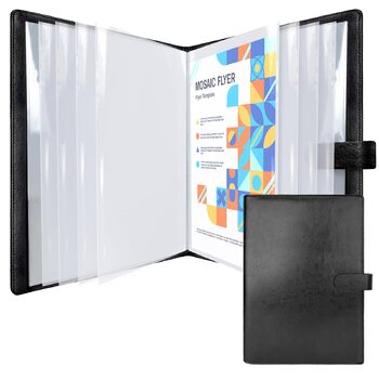 Папка для документів NEWYES формату A4 з 30 прозорими обкладинками водовідштовхувальна папка для презентацій зі штучної шкіри, ідеально підходить для офісу, ділових поїздок та як подарунок для чоловіків чорна
