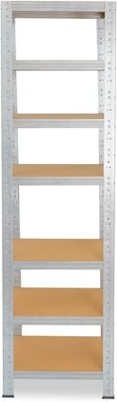 Міцний домашній стелаж, оцинкований/металевий стелаж з 7 полицями/металевий стелаж для підвалу, гаражний стелаж, стелаж для майстерні або стелаж для зберігання/змішаний металевий стелаж з вантажопідйомністю 125 кг В 200 см / Ш 50 см / Г 50 см, 200x50x50