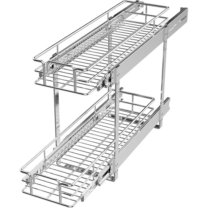 Індивідуальний органайзер для висувної шафи з 2 рівнями, 11,4 см Ш х 53,8 см Г, висувна кухонна шафа для зберігання, висувні полиц