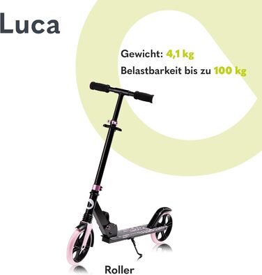 Самокат LIONELO Luca для дітей та дорослих, складаний, до 100 кг, Standard Rosa