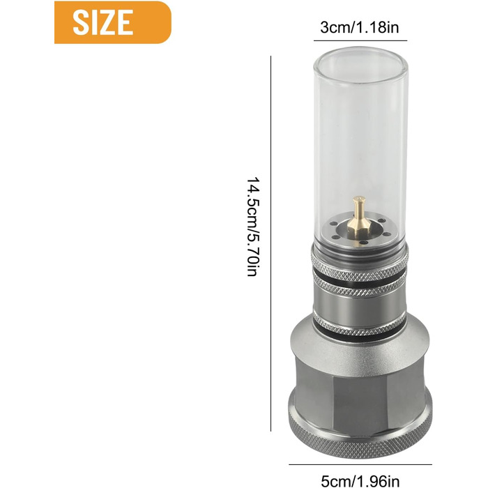 Портативний газовий ліхтар, кемпінгові свічки з порожнім паливним балоном для кемпінгу, походів, риболовлі (газовий ліхтар з баком), 23818L7KL4EX444VEB8R8