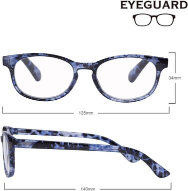 Окуляри для читання EYEGUARD, 4 шт. и, стильний візерунок, оправа, окуляри для читання, модні жіночі окуляри для жінок (4 кольори) 3.50 збільшення