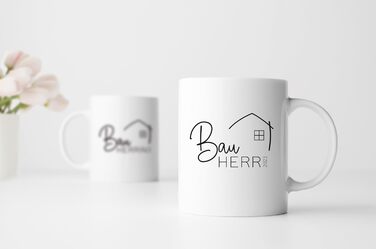 Набір керамічних кухлів з персоналізацією для будівництва будинку з роком будівельник домовласник 3 кухоль - справжня прикраса на будівельному майданчику подарунок для церемонії завершення будівництва біла ручка внутрішня частина