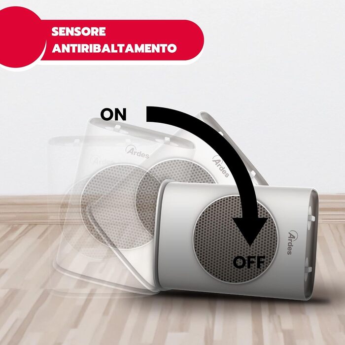 Керамічний обігрівач ARDES AR4P03O SOUND з функцією обертання, 1500 Вт, компактна та портативна модель з панеллю керування та зручною ручкою