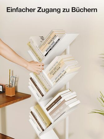 Книжкова полиця Coleshome у формі дерева, 6-ярусна окремостояча полиця, дерев&39яна книжкова полиця, підходить для вітальні та спальні, біла