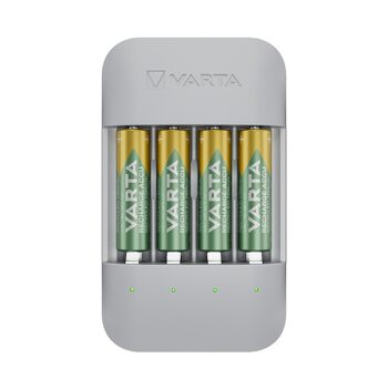 Зарядний пристрій VARTA, вкл. 4 батарейки AA 2100 мАг, зарядний пристрій для акумуляторних батарейок AA/AAA, Eco Charger Pro, зарядка в окремі слоти, корпус виготовлений з 75 переробленого матеріалу Eco Charger Pro 4 батарейки AA