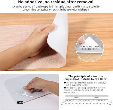 Килимки для сходів, 15 шт. , самоклеючі килимки для сходів з масиву дерева, плитки, мармуру, протиковзкий килимок для сходів, звукопоглинальний, прямокутний килимок для сходів 70x22 см (бежевий)