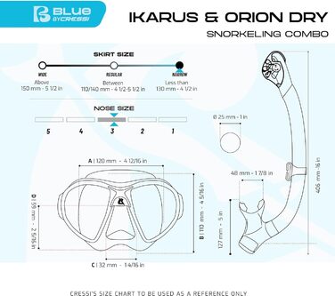 Набір для сноркелінгу Cressi Ikarus & Orion Dry Snorkel Set - преміум-набір для сноркелінгу з трубкою та маскою для дайвінгу для дорослих, чорний/прозорий