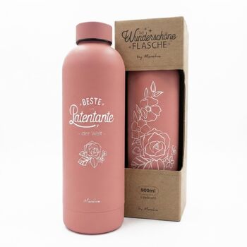 Подарункова термопляшка Manahia Godmother - Найкраща хрещена мати у світі - Термос з нержавіючої сталі 500 мл рожевого кольору - Ідея подарунка на хрестини, день народження та Різдво - У комплекті подарункова коробка