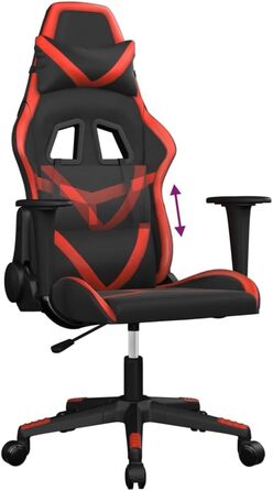 Ігрове крісло INLIFE чорно-червоне зі штучної шкіри, Меблі, Крісла, Ігрові крісла, Червоні, 14,9 кг, 3143666