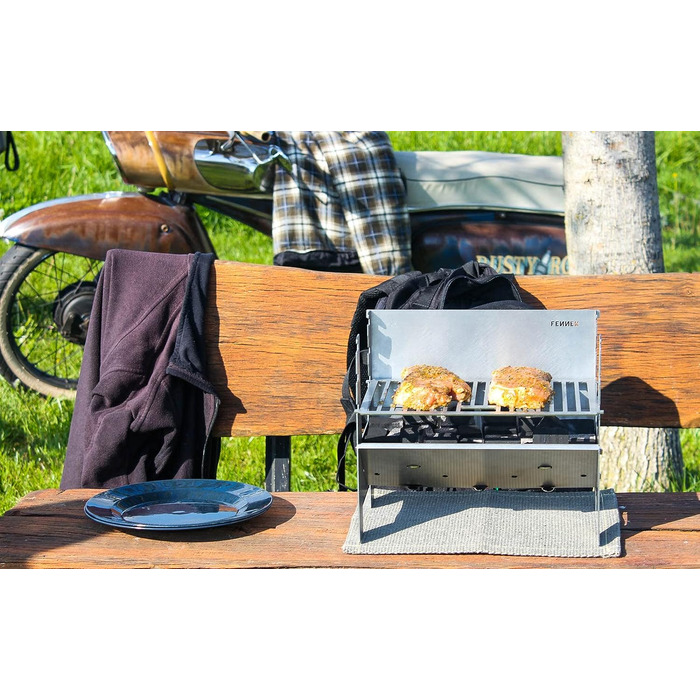 Мобільний та вставний вугільний гриль з нержавіючої сталі для кемпінгу, походів, автофургонів, саду та барбекю на свіжому повітрі