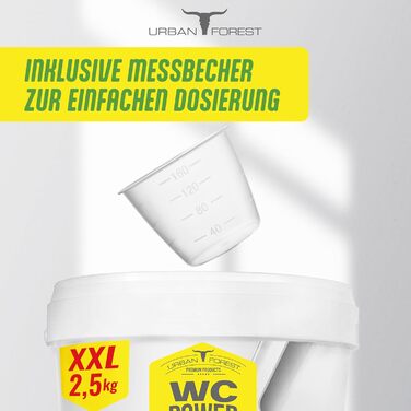 Засіб для чищення унітазу Екстра Сильний з цитрусовим ароматом Піна WC як порошок WC Пінний очищувач для унітазу потужно видаляє вапняний наліт і наліт сечі Самодіючий засіб для чищення унітазу WC POWER POWDER XXL від URBAN FOREST (2,5кг)