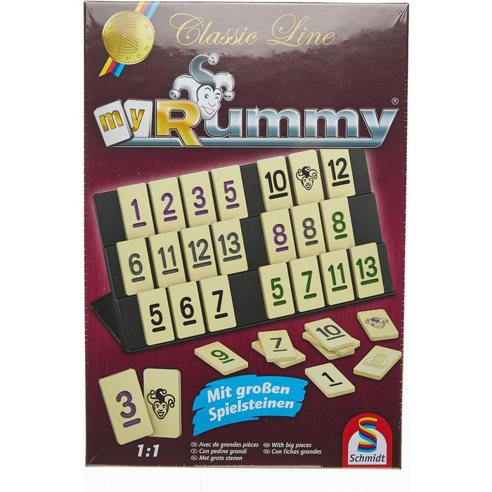 Класична лінія MyRummy, Гра з укладання плитки з великими ігровими фігурами Одинарна, 49282 -