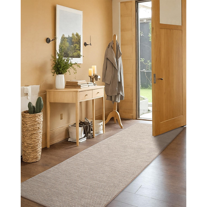 Килимки для кухні COLOR&GEOMETRY, нековзні, що праються, 65x240 см, тонка тканина 4 мм, кухонний килимок на гумовій основі, абсорбуючі, легко очищаються, для підлоги перед раковиною, для коридору, бежевий, 65 x 240 см (прямокутний)