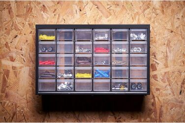 Ящик для зберігання дрібних деталей STANLEY (36,5x15,5x22,5 см, з 30 шухлядами, небиткий пластиковий каркас, прозорі шухляди, підх