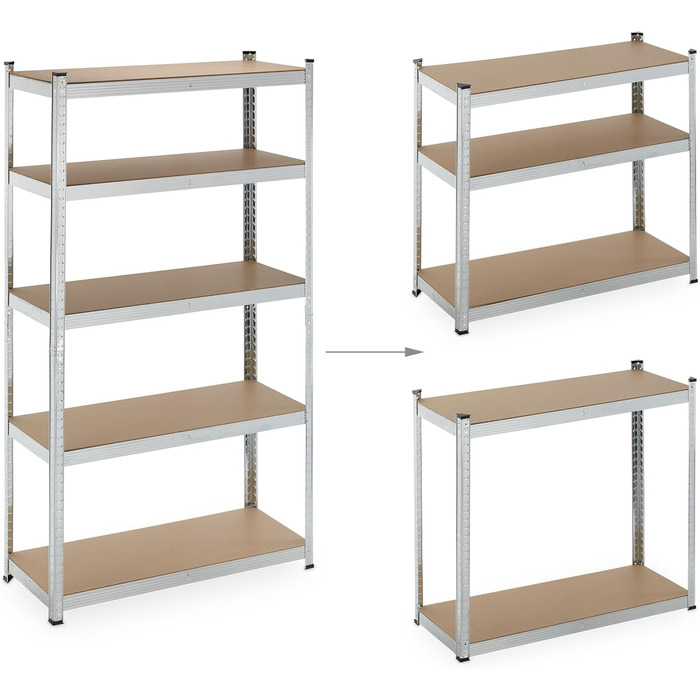 Надміцний стелаж Relaxdays, комплект з 2 шт., 5 полиць, 180x100x40 см, вантажопідйомність 500 кг, сталь, стелажі для зберігання в підвалі та гаражі, сріблястий
