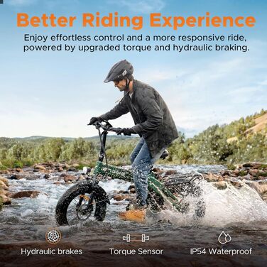 Складаний електровелосипед ENGWE, акумулятор 48 В 13,5 Аг, запас ходу до 120 км, датчик крутного моменту та складна конструкція з гідравлічними гальмами та додатком для будь-якої місцевості, EP-2 3.0 Boost Green