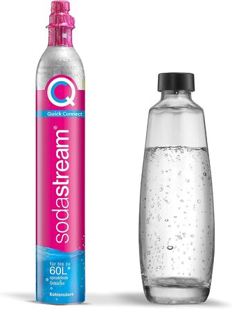 Резервний пакет SodaStream QC з циліндром CO2 Quick Connect (покриття 60 л) і 1 скляною пляшкою 1,0 л, рожевий, 27,5x16x44, 1053400490
