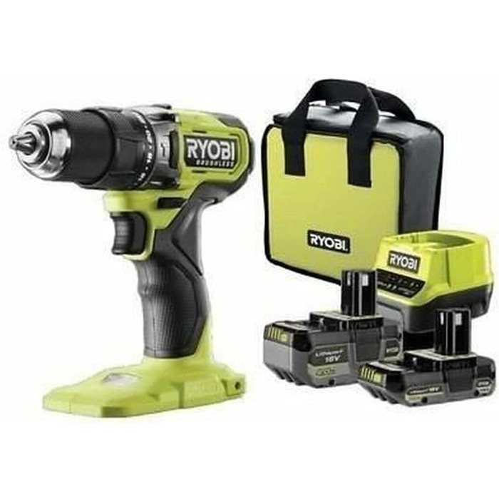 Акумуляторний ударний дриль-шуруповерт RYOBI 18 В ONE RPD18BL1-2C42S, макс. крутний момент 54 Нм, швидкозатискний патрон, G5 GripZ