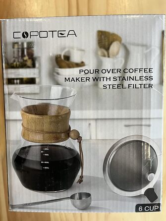 Кавоварка COPOTEA з двошаровим фільтром з нержавіючої сталі, кавник з фільтром Кавоварка-крапельниця, боросилікатне скло, графин для кави (800 мл) Сучасний