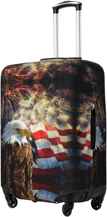 Чохол для валізи Пілотний кокпіт, захист від пилу та подряпин, принт з американським прапором, орлом та феєрверком, розмір 80 см