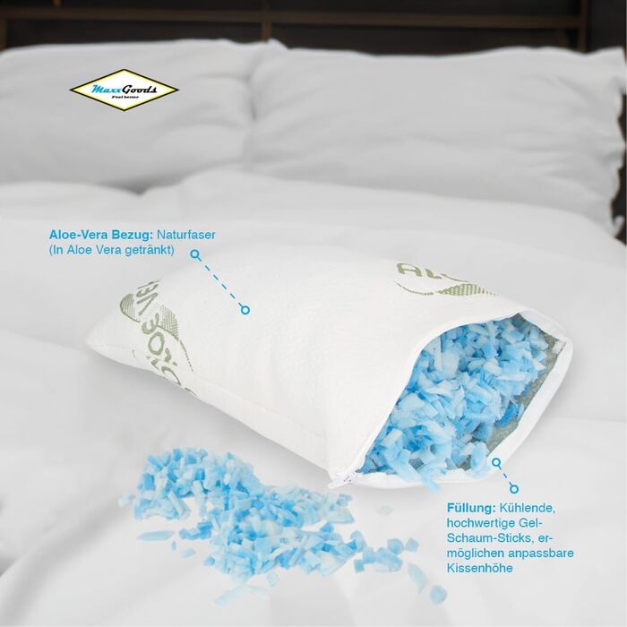 Дорожня подушка 40x24x12 см з гелевих пінопластових паличок та чохла з алое вера - охолоджувальна подушка з м&39якою охолоджувальною піною - охолоджувальна подушка для голови - для сну на животі, на спині та на боці - дорожня подушка 40x24x12 см з охолодж