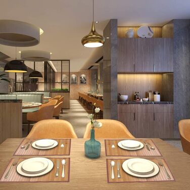 Бамбукові підстилки для обіднього столу, набір з 4-х підстилок, стійкі до плям, термостійкі підстилки, міцні та надійні підстилки