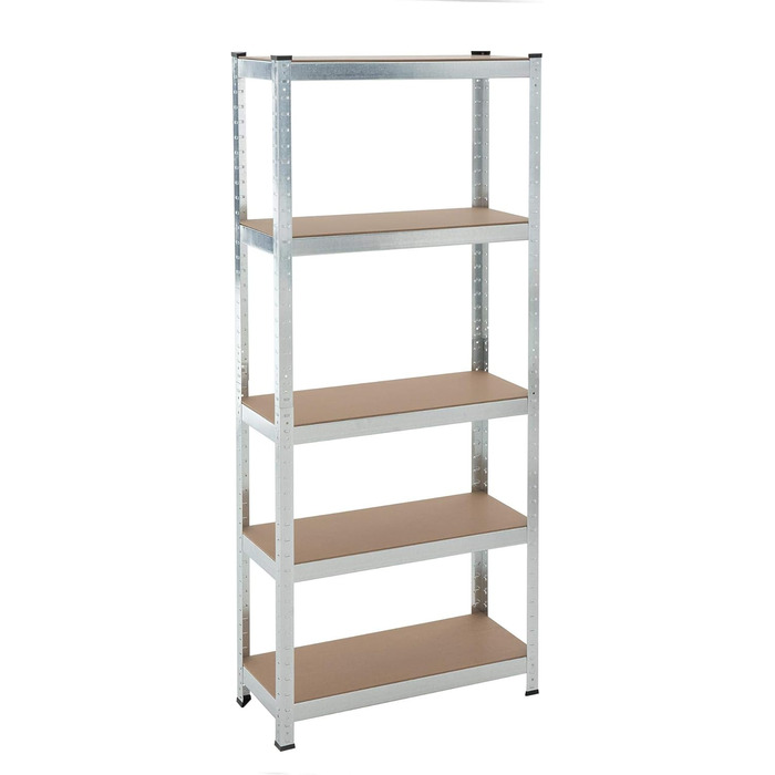 Безболтовий стелаж ESTEXO, стелажі для зберігання, 21 модель на вибір, надміцні стелажі, стелажі для підвалу, стелажі для майстерні, стелажі для робочого столу, гаражні стелажі (оцинкований / 170x75x30см / 350кг) 170x75x30см / 350кг оцинкований