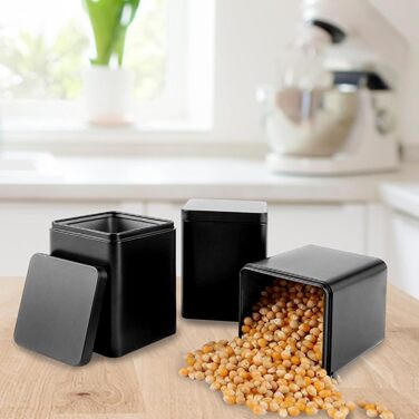 Класичних квадратних чайних банок, баночки для розсипного чаю, 8811 см - набір металевих ароматизованих чайних банок, бляшанки для спецій (сірі), 10