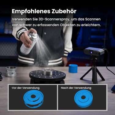 Ручний 3D-сканер Revopoint MINI 2 для 3D-друку, точність 0,02 мм, 16 кадрів в секунду, промислове блакитне світло, кольоровий скан