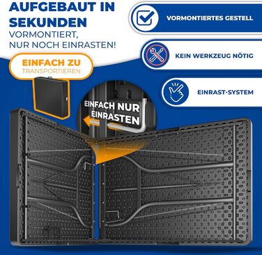 Стіл-фуршет KESSER, складний пластиковий стіл, 183x76 см, кемпінговий стіл, стіл для вечірки, розкладний стіл, садовий стіл для саду, патіо та балкону, складаний, на 6 осіб, в комплекті чохол та ручка для перенесення, антрацит