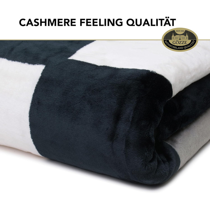 М&39яка ковдра, на дотик кашемір, висока щільність тканини 500 г/м, Antigua, 150 x 200 см - Антрацит/Чорний/Біло-сірий