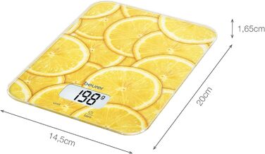 Цифрові кухонні ваги Beurer KS 19 Lemon (функція зважування тари, сенсорна клавіша, вантажопідйомність 5 кг)