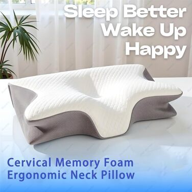 Подушка для шиї Curo Sleep, ергономічна ортопедична подушка з контурною підтримкою для сну на боці, спині та животі, кращий сон (чорна), 2025 Upgrade Pillow Curosleep