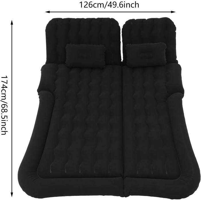 Автомобільний матрац, 174 * 126 см надувний матрац для позашляховика, універсальне автомобільне ліжко, електричний повітряний насос та 2 подушки, надувне автомобільне ліжко для кемпінгу та подорожей
