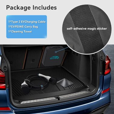 Зарядний кабель EVPEIWE 11кВт 16А тип 2 для електромобілів, 5М Портативний зарядний кабель типу 2 до типу 2 для електромобілів 480