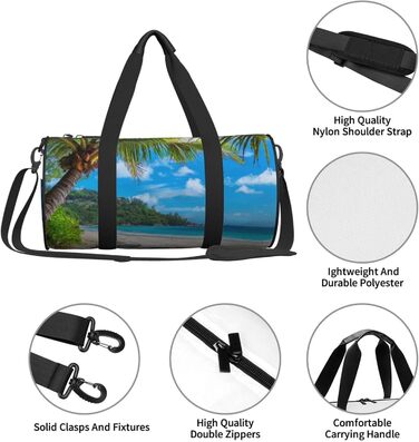 Спортивна сумка, дорожня сумка, пляжна сумка з принтом пальм та кокосів, сумка для ночівлі, чорна, універсальний розмір, сумка для подорожей