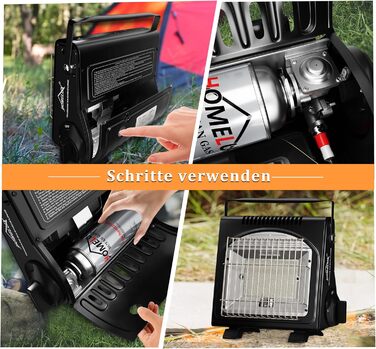 Газовий обігрівач HOMELUX потужністю 1,7 кВт для використання на вулиці, газовий обігрівач для кемпінгу, обігрівач без електрики, газовий обігрівач для патіо, кемпінговий обігрівач, радіаційний обігрівач