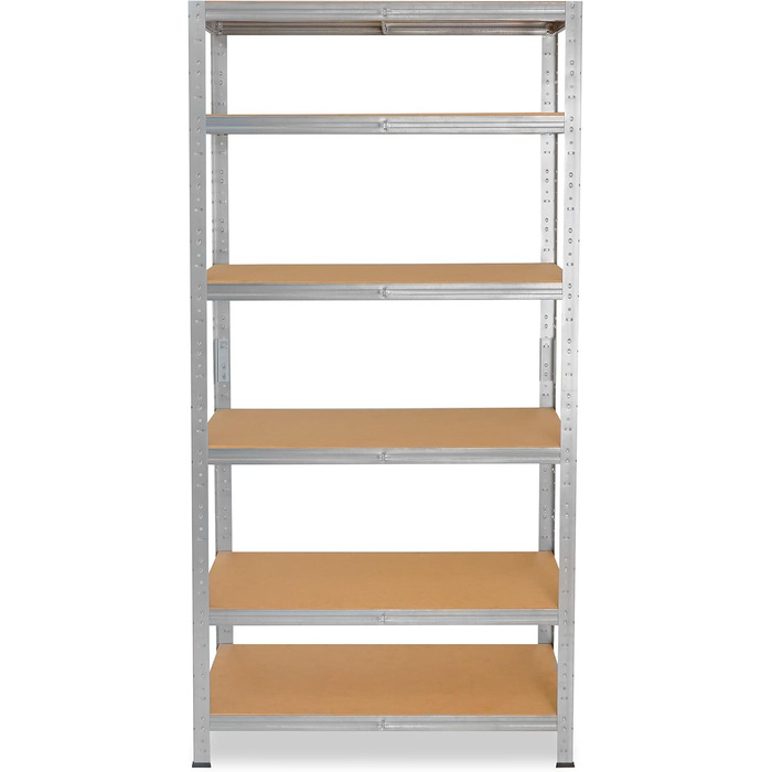 Міцний домашній стелаж, оцинкований/металевий стелаж з 6 полицями/металевий стелаж для підвалу, гаражний стелаж, стелаж для майстерні або стелаж для зберігання/змішаний металевий стелаж з вантажопідйомністю 145 кг В 200 см / Ш 50 см / Г 30 см, 200x50x30