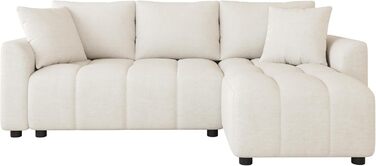 Місний диван BTM, розкладний L-подібний кутовий диван з 2 шениловими подушками, шезлонг, L-подібний диван для вітальні, бежевий S4beige, 3-