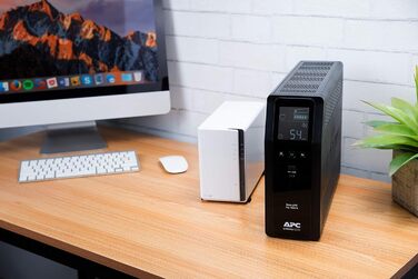 Резервний ДБЖ APC by Schneider Electric PRO UPS 900 ВА потужністю 900 ВА - BR900G-GR - включно зі страхуванням захисту пристрою вартістю 150 000 євро (5 - функція енергозбереження, багатофункціональний дисплей) (живлення 1200 ВА - модель SI, IEC - виходи 