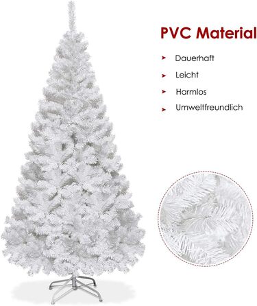 Штучна ялинка з металевою підставкою 150 см біла COSTWAY